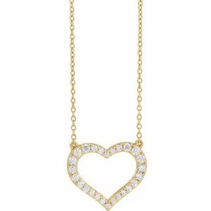 14K Yellow 3/8 CTW Lab-Grown Diamond Heart 16-18" Necklace-16-18 In-Polished
