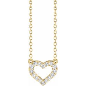 14K Yellow 1/5 CTW Lab-Grown Diamond Heart 16-18" Necklace-16-18 In-Polished