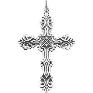 Sterling Silver 48x35 mm Fancy Cross Pendant-Polished