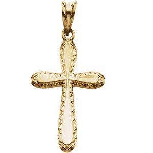 14K Yellow 26x14 mm Sculptural Cross Pendant-Polished