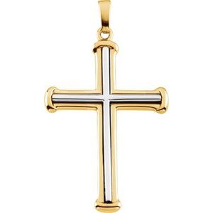 14K Yellow/White 41.7x25 mm Cross Pendant-Polished