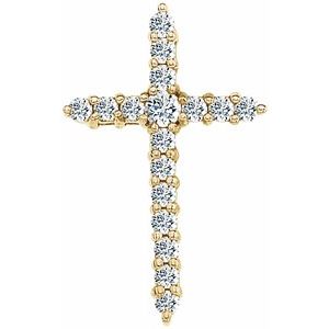 14K Yellow 1/3 CTW Natural Diamond Cross Pendant-Natural Diamond-2.4Mm :: 1/3 Ctw