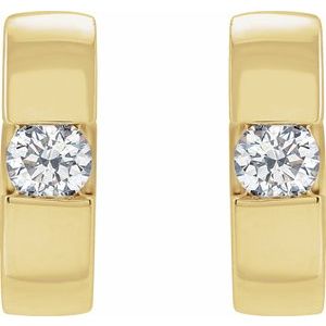 14K Yellow 1/4 CTW Natural Diamond 12 mm Hinged Huggie Hoop Earrings-Round-12 Mm