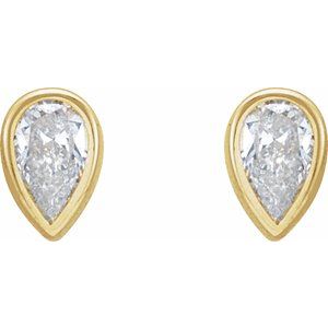 14K Yellow 1/10 CT Lab-Grown Diamond Bezel-Set Earring-4 X 2.5 Mm-14K Yellow