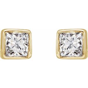 14K Yellow .05 CTW Natural Diamond Bezel-Set Earrings-1.5 X 1.5 Mm-14K Yellow