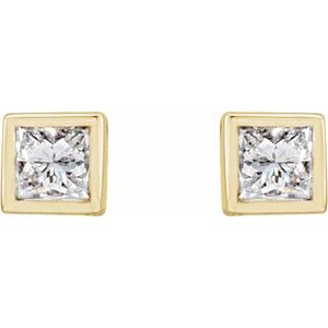 14K Yellow 1/6 CTW Natural Diamond Bezel-Set Earrings-2.25 X 2.25 Mm-14K Yellow
