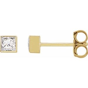 14K Yellow 1/5 CTW Lab-Grown Diamond Bezel Earrings-2.75 X 2.75 Mm-14K Yellow
