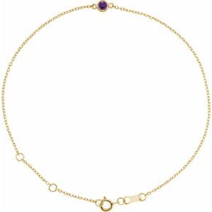 14K Yellow Natural Amethyst Bezel-Set Solitaire 6 1/2-7 1/2" Bracelet-Natural Amethyst-Round