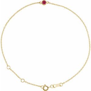 14K Yellow Natural Ruby Bezel-Set Solitaire 6 1/2-7 1/2" Bracelet-Natural Ruby-Round