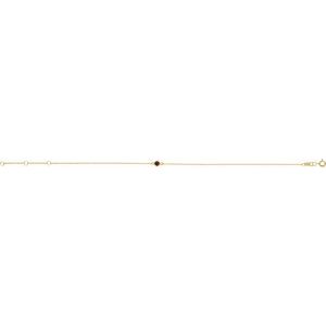 14K Yellow Natural Mozambique Garnet Bezel-Set Solitaire 6 1/2-7 1/2" Bracelet-Natural Mozambique Garnet-Round