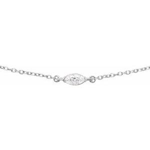 14K White 1/4 CT Lab-Grown Diamond 16-18" Necklace-Lab-Grown Diamond-6 X 3Mm :: 1/4 Ct