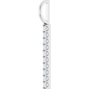 14K White 1/6 CTW Natural Diamond Bar Charm/Pendant-Natural Diamond-Round