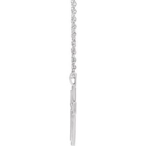 14K White Textured Cross 18" Necklace-18 In-Polished
