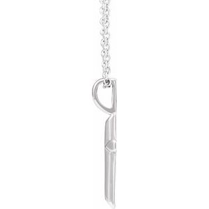 Sterling Silver Knife-Edge Cross 16-18" Necklace-16-18 In-Polished