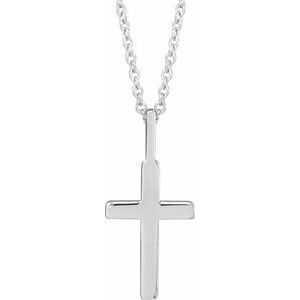Sterling Silver Knife-Edge Cross 16-18" Necklace-16-18 In-Polished