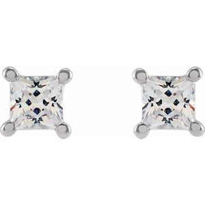 14K White 3 mm Square 1/3 CTW Lab-Grown Diamond Earrings-Pair-3 X 3Mm :: 1/3 Ctw
