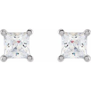 14K White 3.5 mm Square 1/2 CTW Lab-Grown Diamond Earrings-Pair-3.5 X 3.5Mm :: 1/2 Ctw