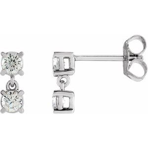 14K White 1/2 CTW Lab-Grown Diamond Two-Stone Earrings-3.3 Mm-14K White