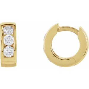 14K Yellow 1/3 CTW Lab-Grown Diamond 10 mm Hinged Hoop Earrings-Round-10 Mm