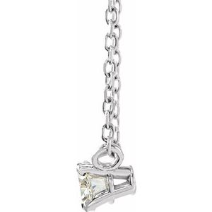 14K White 1/2 CTW Lab-Grown Diamond Solitaire 16-18" Necklace-Lab-Grown Diamond-6.2 X 4.3Mm :: 1/2 Ct