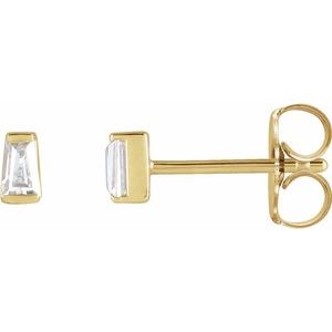 14K Yellow 1/8 CTW Natural Diamond Channel-Set Earrings-Pair-3 X 2 X 1.5Mm :: 1/8 Ctw