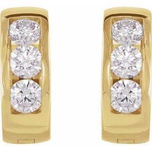 14K Yellow 1/3 CTW Lab-Grown Diamond 10 mm Hinged Hoop Earrings-Round-10 Mm