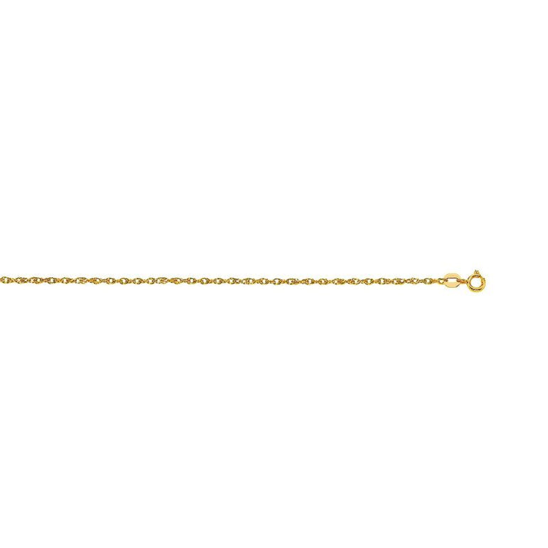 14K Gold 1.2mm Machine Rope Chain (Carded) -Yellow | Spring Ring