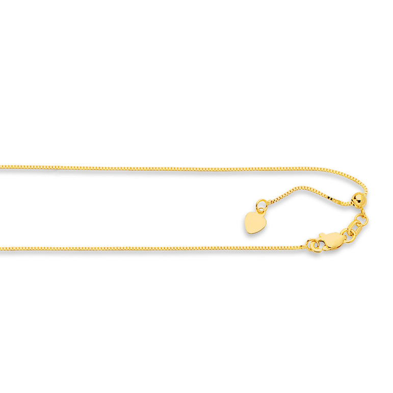 14K Gold 0.68mm Adjustable Box Chain-Yellow | Lobster