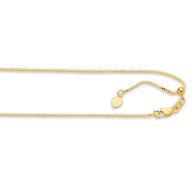 14K Gold 0.85mm Adjustable Box Chain-Yellow | Lobster