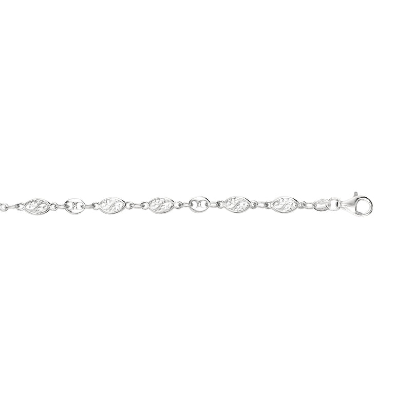 Silver Filagree Anklet-White | Lobster