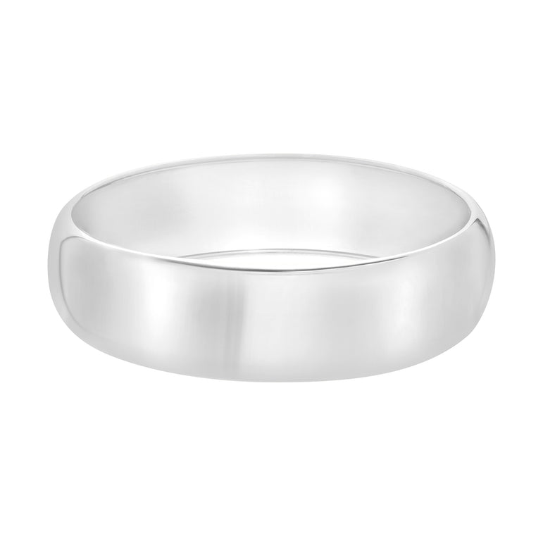 Silver Bold Domed Classic Bangle-White