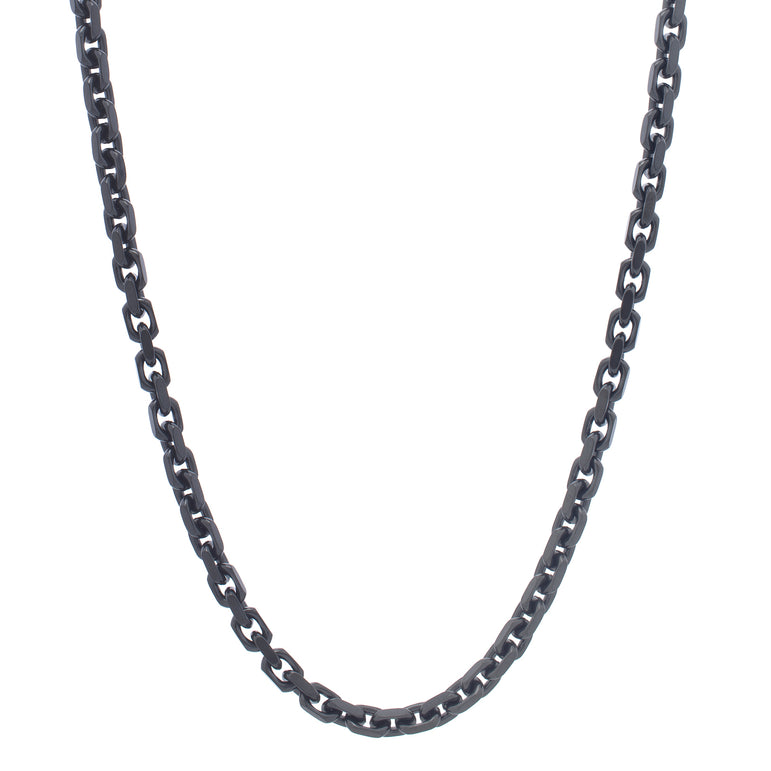 Black Silver Oval Link Chain-Black/Gunmetal | Lobster