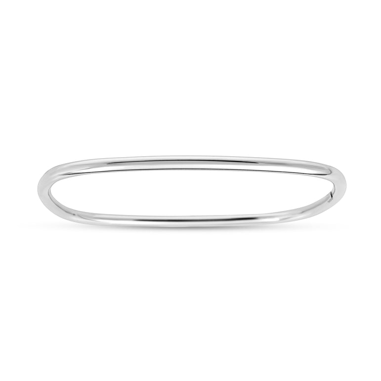 Silver Slip on Square Bangle-White