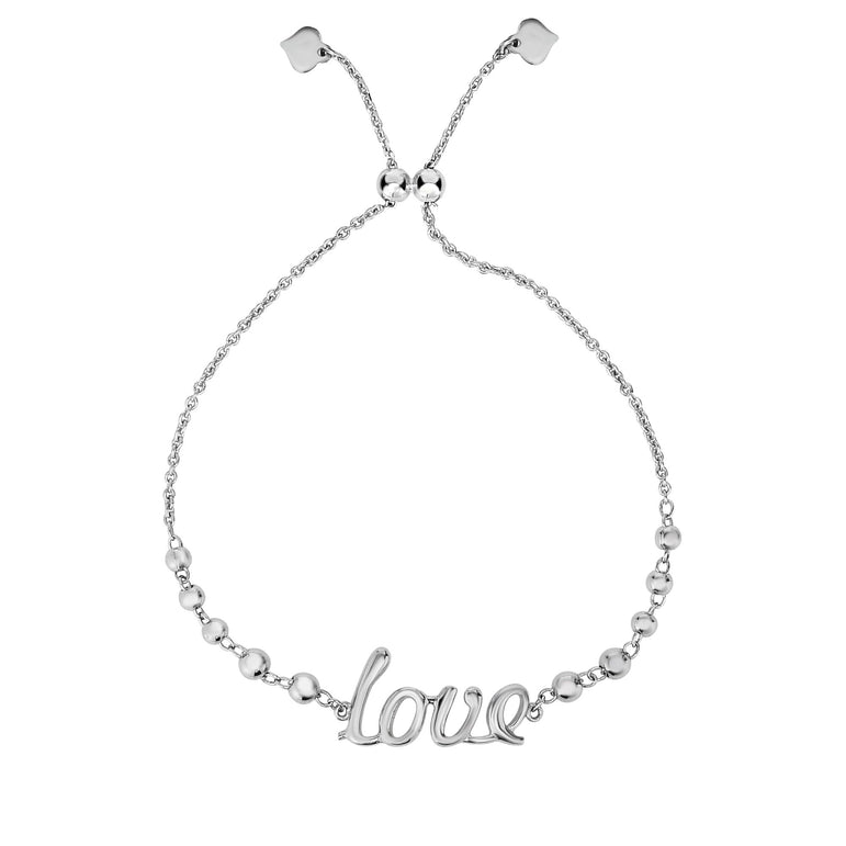 Sterling Silver Love Friendship Bracelet-White | Draw String