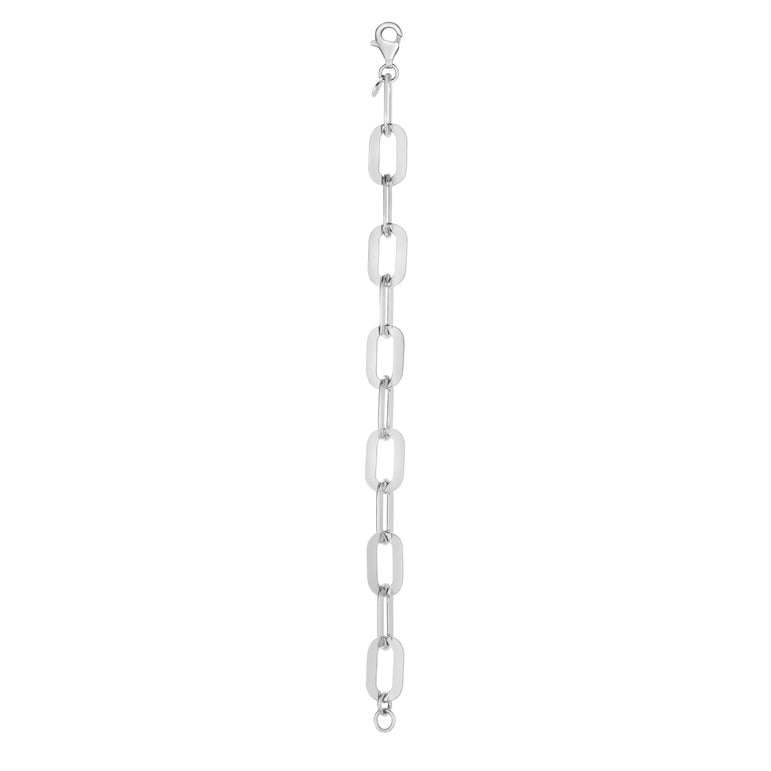 Sterling Silver Italian Link Paperclip Chain-White | Lobster