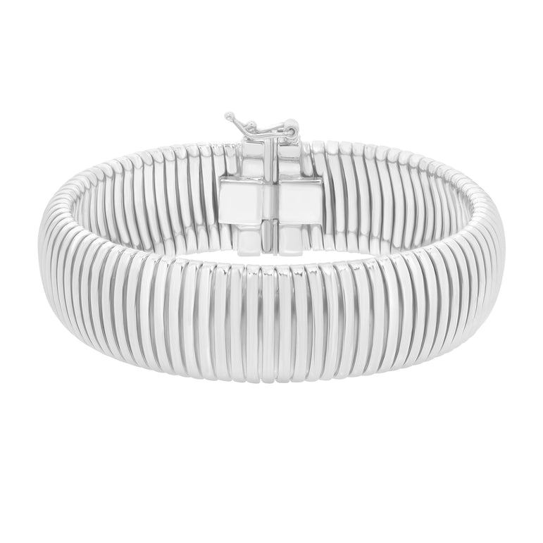 Silver Tubogas 7.25" 16mm Bracelet-White | Box