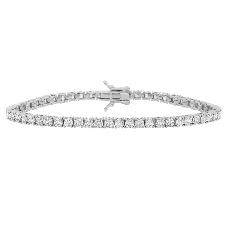 Silver White CZ Tennis Bracelet-White | Box with Figure 8