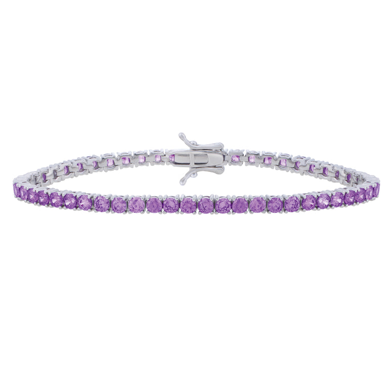 Silver Purple CZ Tennis Bracelet-White | Box with Figure 8