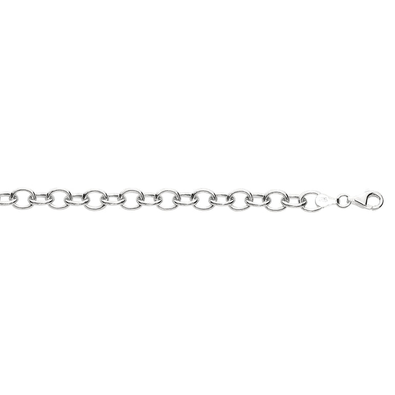 Silver Medium Round Link Bracelet-White | Lobster