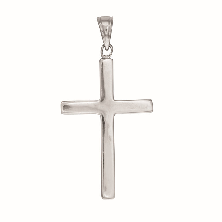 Silver Flat Cross-White