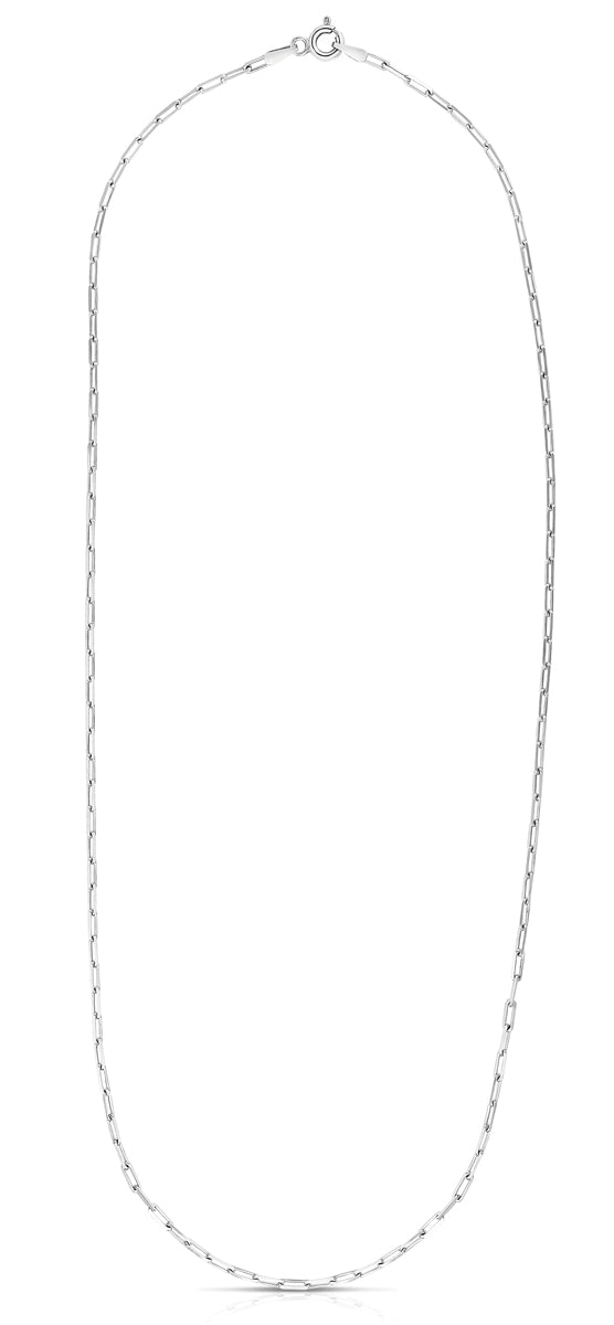 Silver 1.8mm Paperclip Chain-White | Lobster