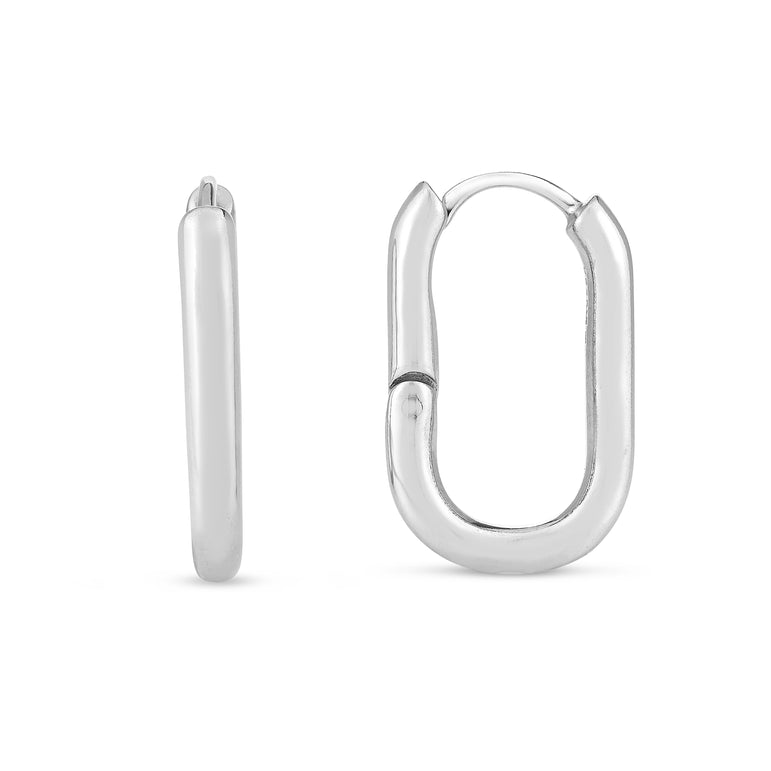 Silver Oval Snap Hoops-White | Snap