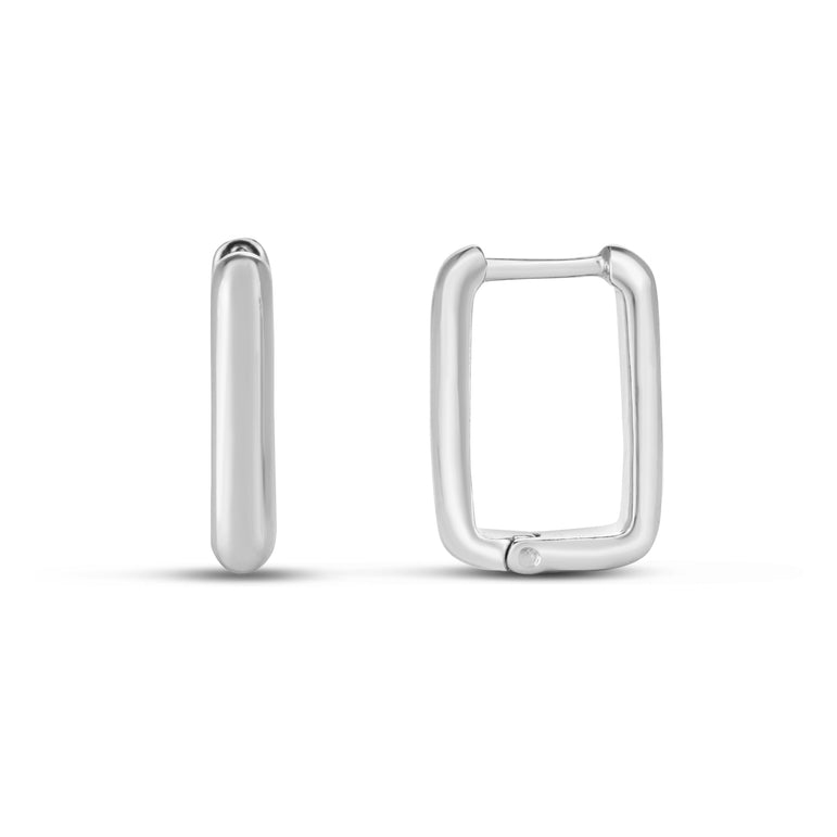Silver Rectangular Snap Hoops-White | Snap