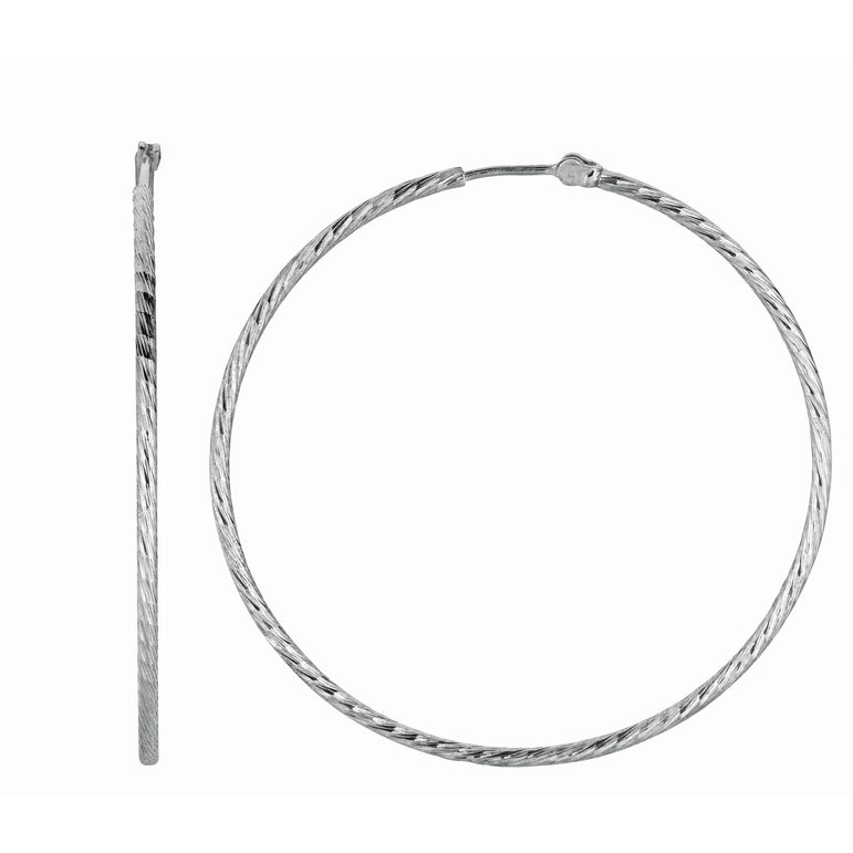 Silver 1.5x4.5mm Endless Hoop Earring-White | Hinged
