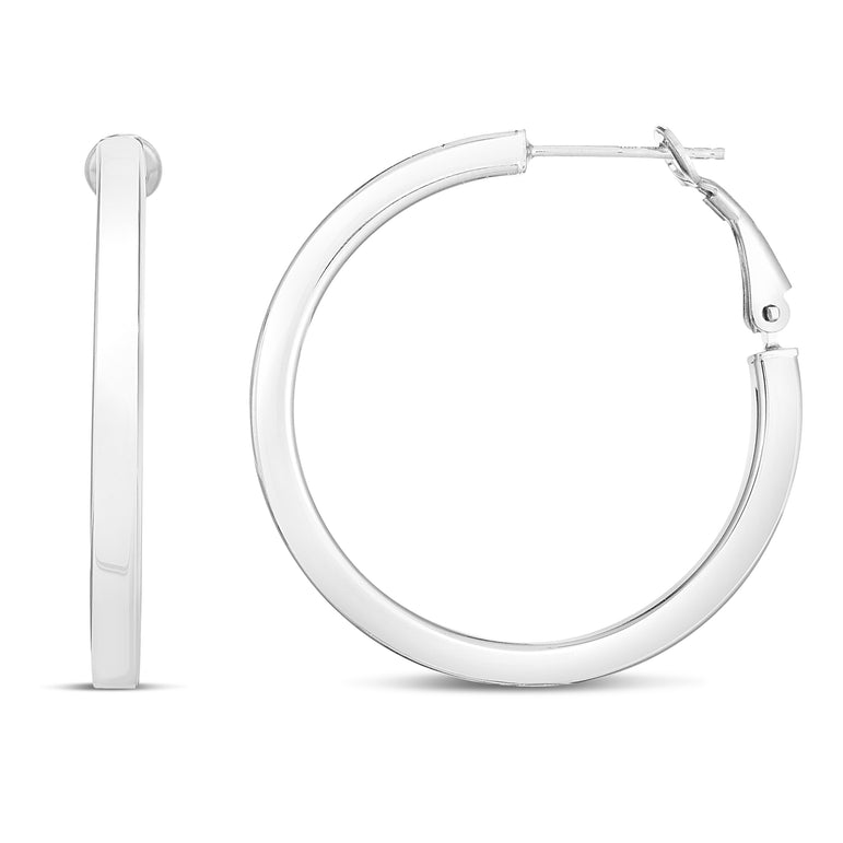 Silver 30mm Snap Hoops-White | Snap