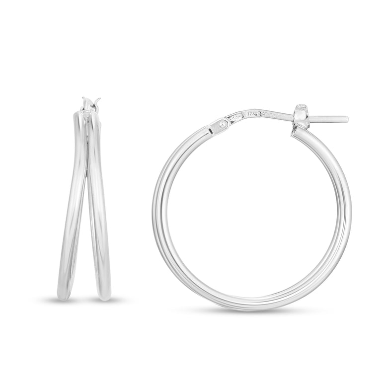 Silver 23mm Split Hoops-White | Push Back