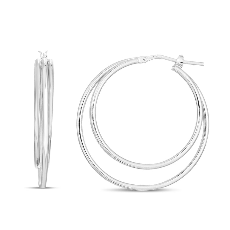 Silver Triple Row Hoops-White | Hinged