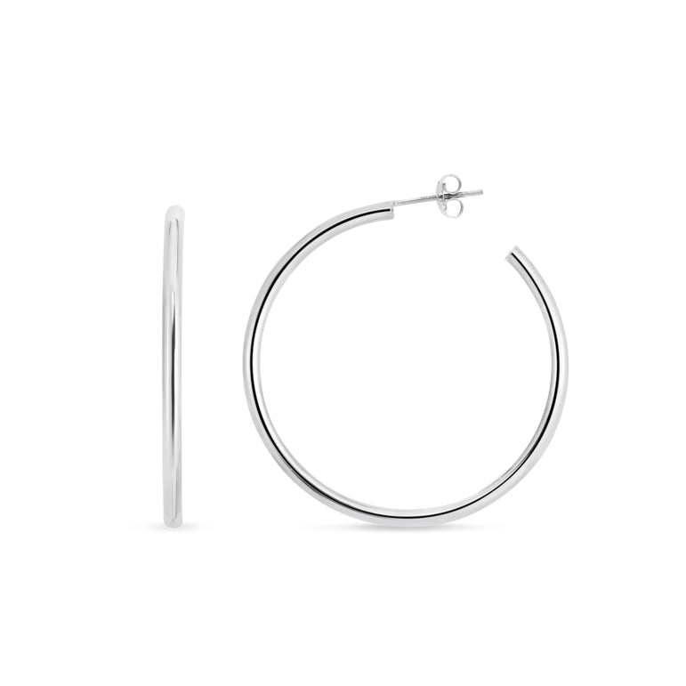Silver 50mm Round Tube C Hoops-White | Push Back