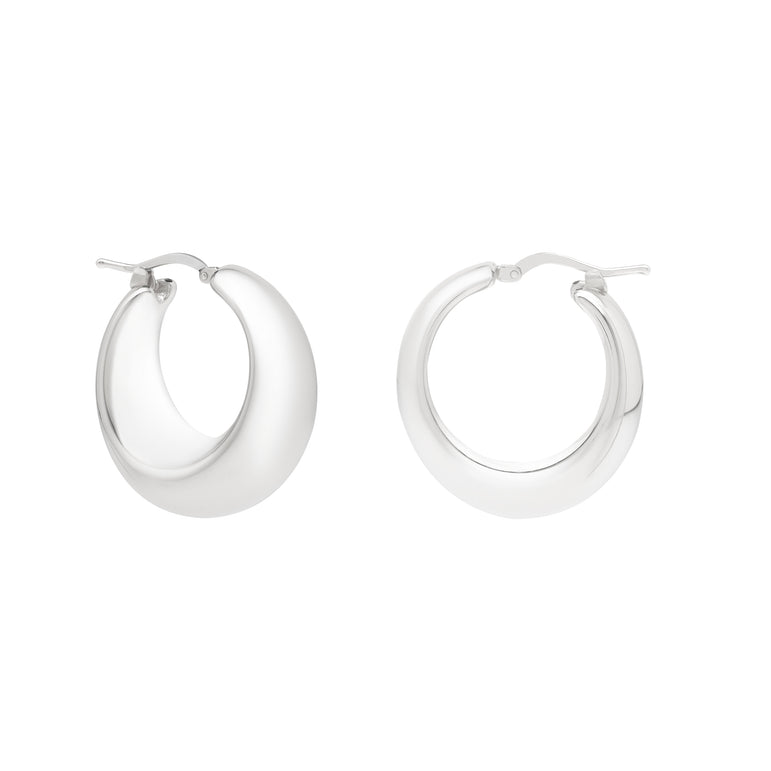 Silver Sculpted Hoops-White | Hinged