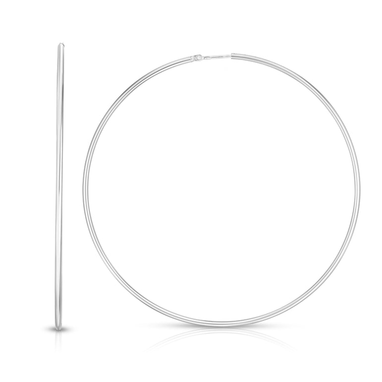 Silver 70mm Diamond Cut Endless Earring-White | Endless